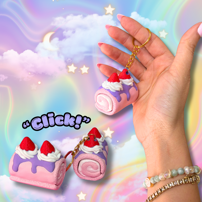 Sweet Treat Kawaii Strawberry Cake Roll Fidget Clicker : Satisfying Fidget Toys