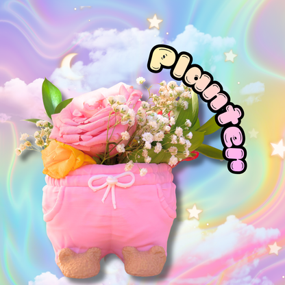 Cute Cozy Teddy Bear Planter container or Pen Holder