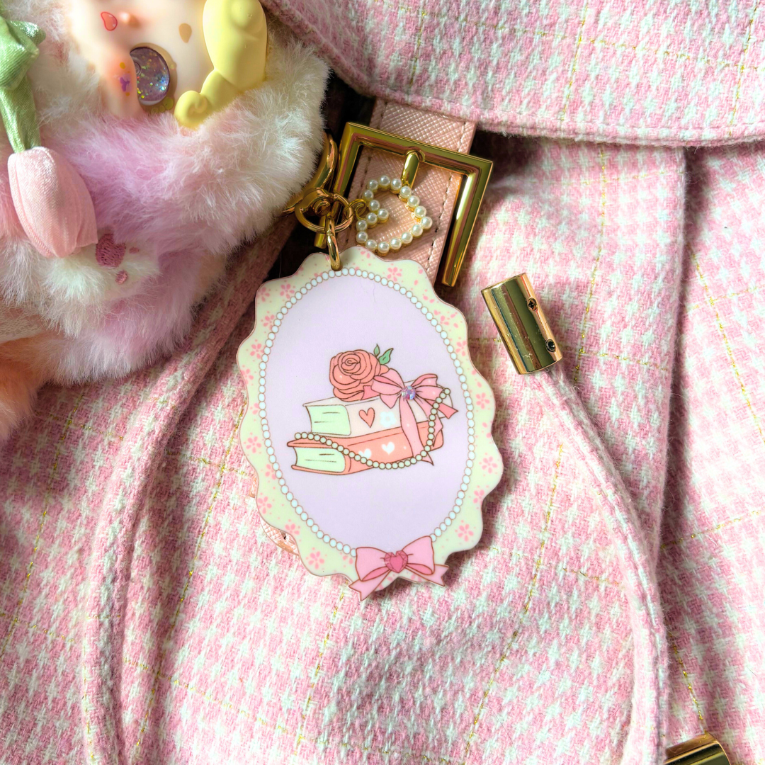 Valentines Day Coquette Book Lover Pearls Bag Charm