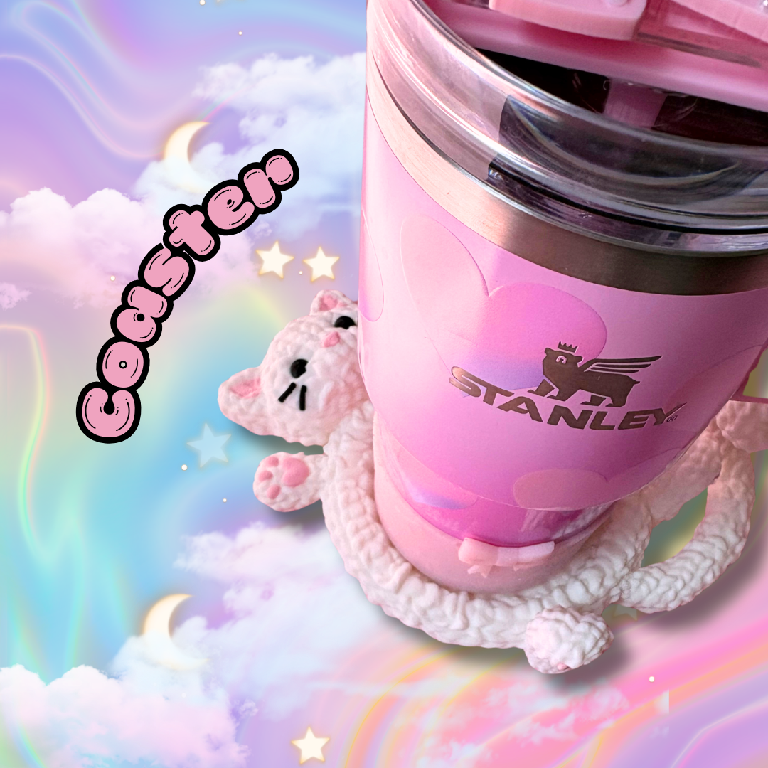 Crochet Style Kitty Coasters: Cat Lover Home Decor