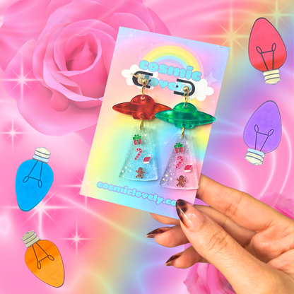 UFO Christmas Jolly Dangle Earrings