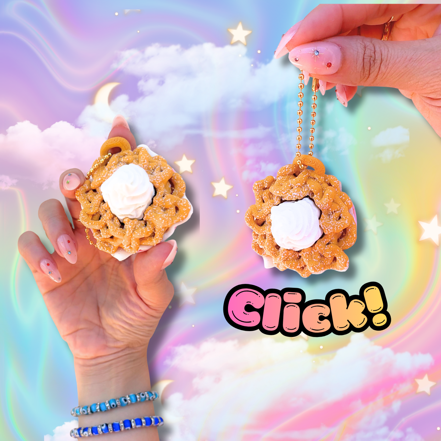 Sweet Treat Carnival Funnel Cake Fidget Clicker: Anxiety Stress Relief Toy