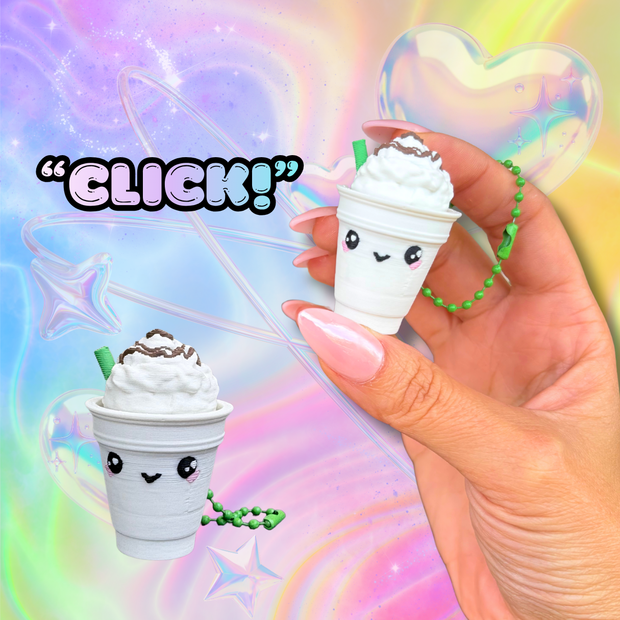Kawaii Frappuccino Fidget Clicker: Anxiety Stress Relief Toy
