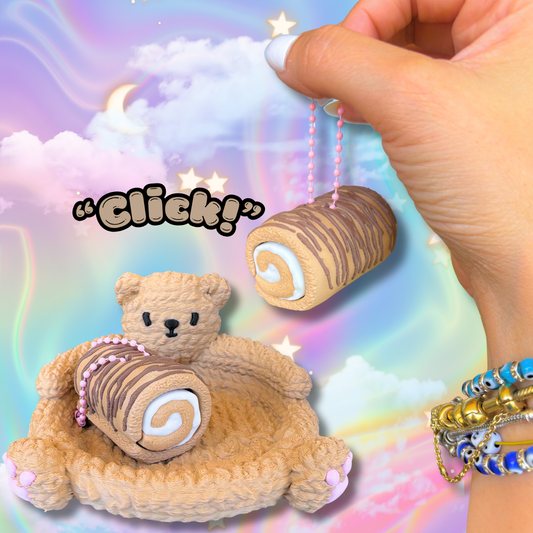Sweet Treat Kawaii Chocolate Drizzle Cake Roll Fidget Clicker : Satisfying Fidget Toys