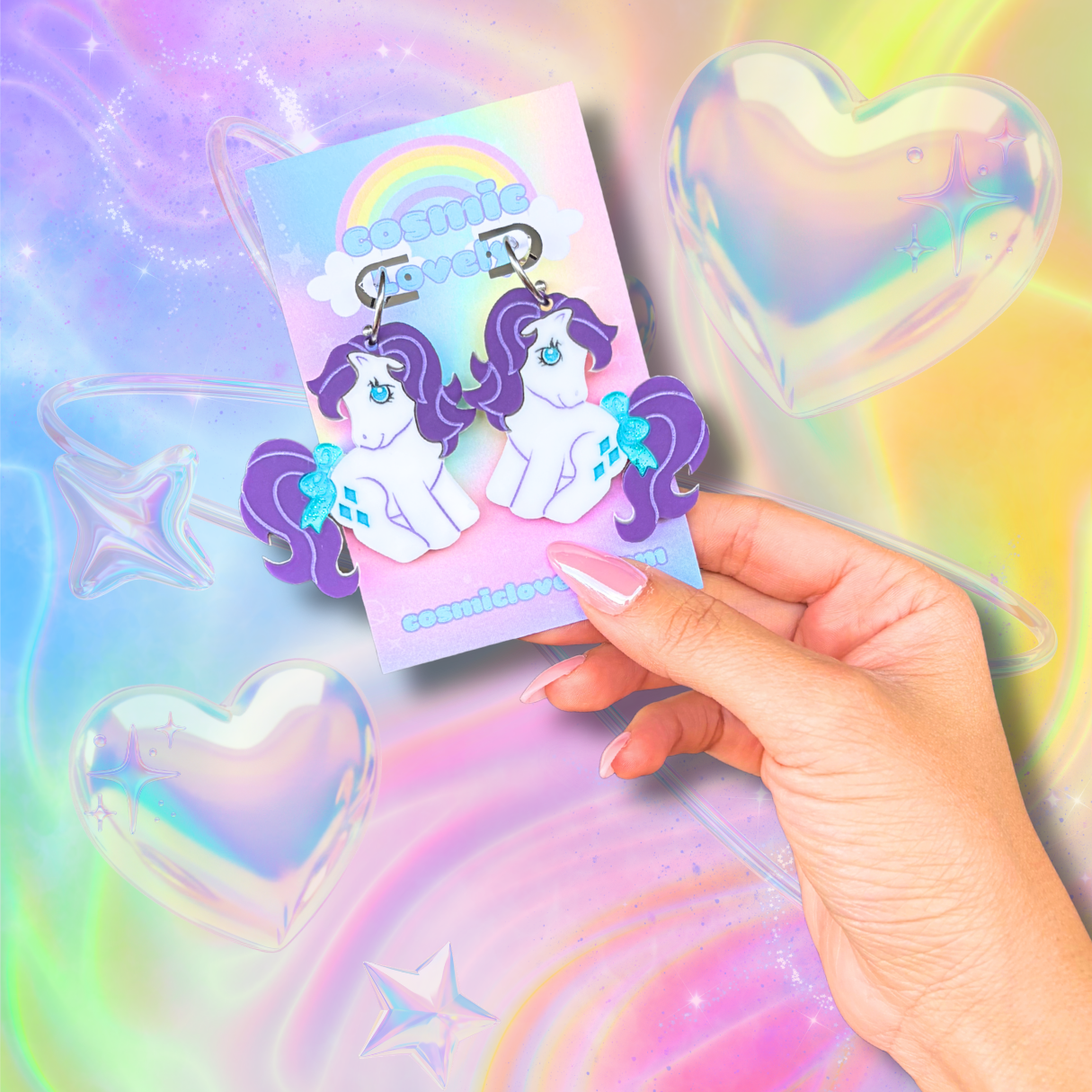 Beauty Rare Diamond Pony Acrylic Earrings: 90s Funky Nostalgia Jewelry Earrings & More
