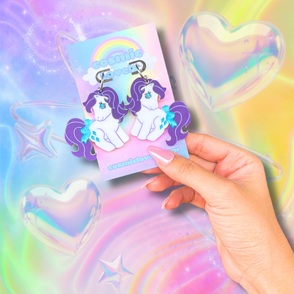 Beauty Rare Diamond Pony Acrylic Earrings: 90s Funky Nostalgia Jewelry Earrings & More