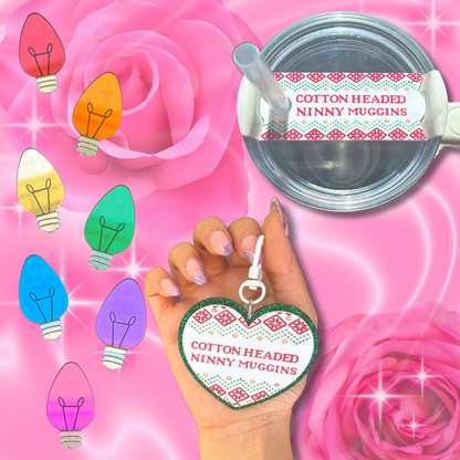 Cotton Headed Ninny Muggins Elf Ugly Sweater Tumbler Topper: H2.0 Cup Funny Christmas Tumbler Accessories