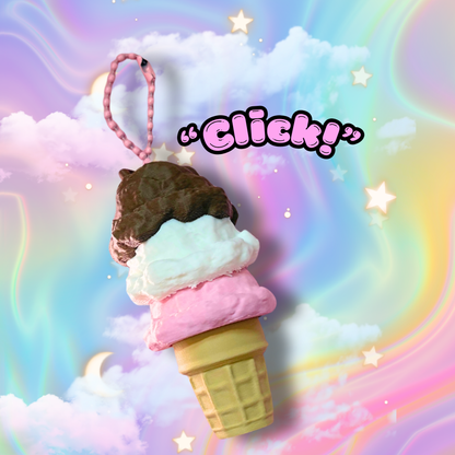 Neapolitan Ice Cream Scoops Fidget Clicker: Anxiety Stress Relief Toy (3" Length)