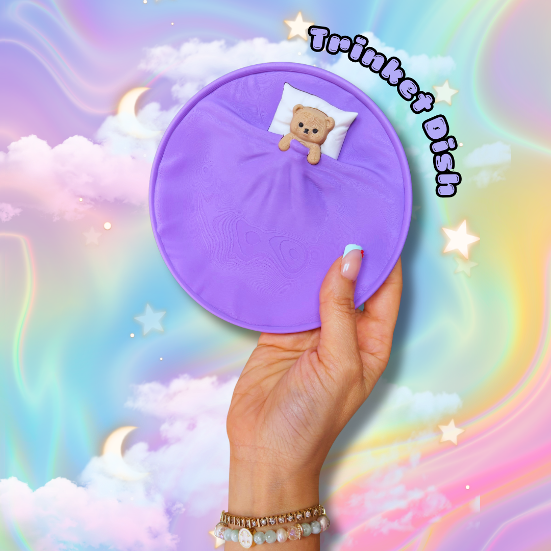Sleepy Teddy Trinket Dish: Custom Color Tray 5"