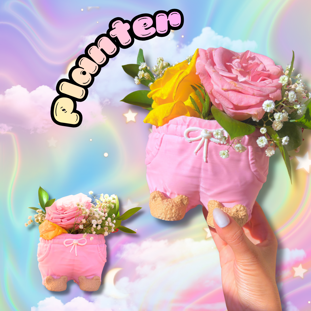 Cute Cozy Teddy Bear Planter container or Pen Holder
