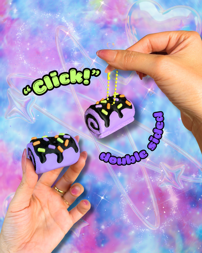Spooky Halloween Sweet Treat Kawaii Purple Cake Roll Fidget Clicker : Satisfying Fidget Toys