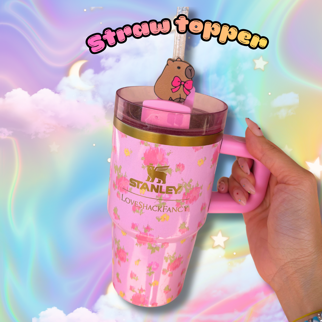 Cutie Capybara Stanley Straw Topper Accessories