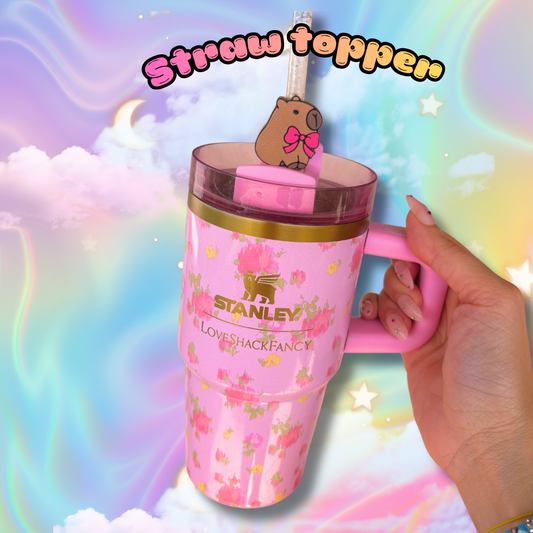 Cutie Capybara Stanley Straw Topper Accessories