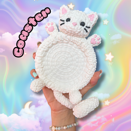 Crochet Style Kitty Coasters: Cat Lover Home Decor