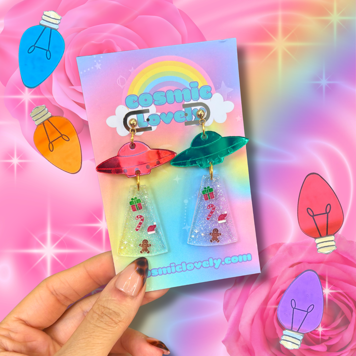 UFO Christmas Jolly Dangle Earrings