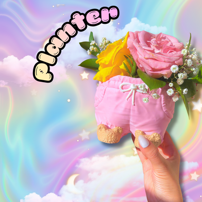 Cute Cozy Teddy Bear Planter container or Pen Holder