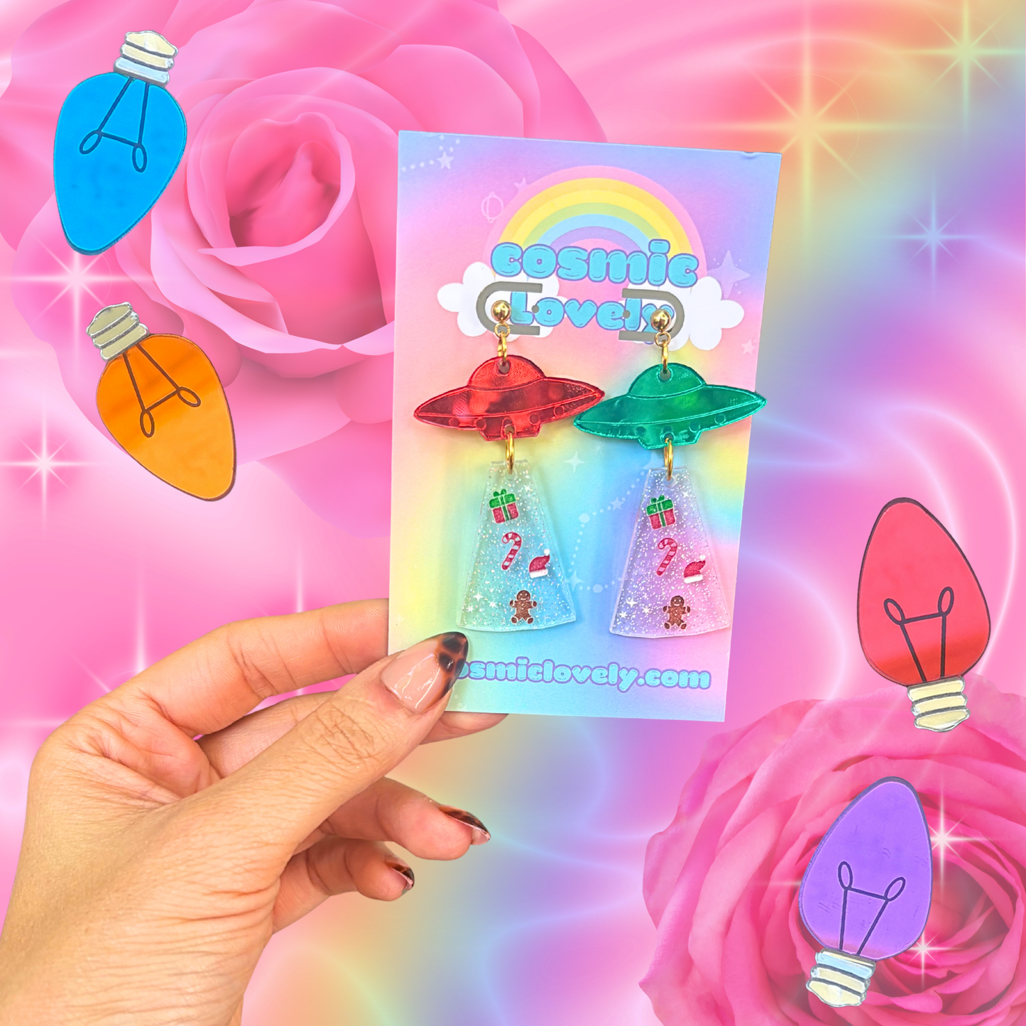 UFO Christmas Jolly Dangle Earrings