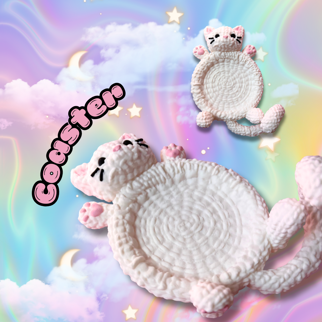 Crochet Style Kitty Coasters: Cat Lover Home Decor