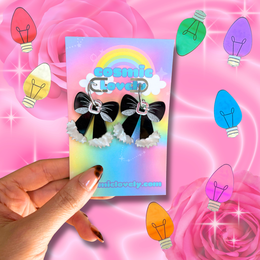 Gothmas Santa Christmas Bow Acrylic Earrings