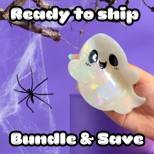 IRIDESCENT CUTIE GHOST HAIR CLAW - READY TO SHIP