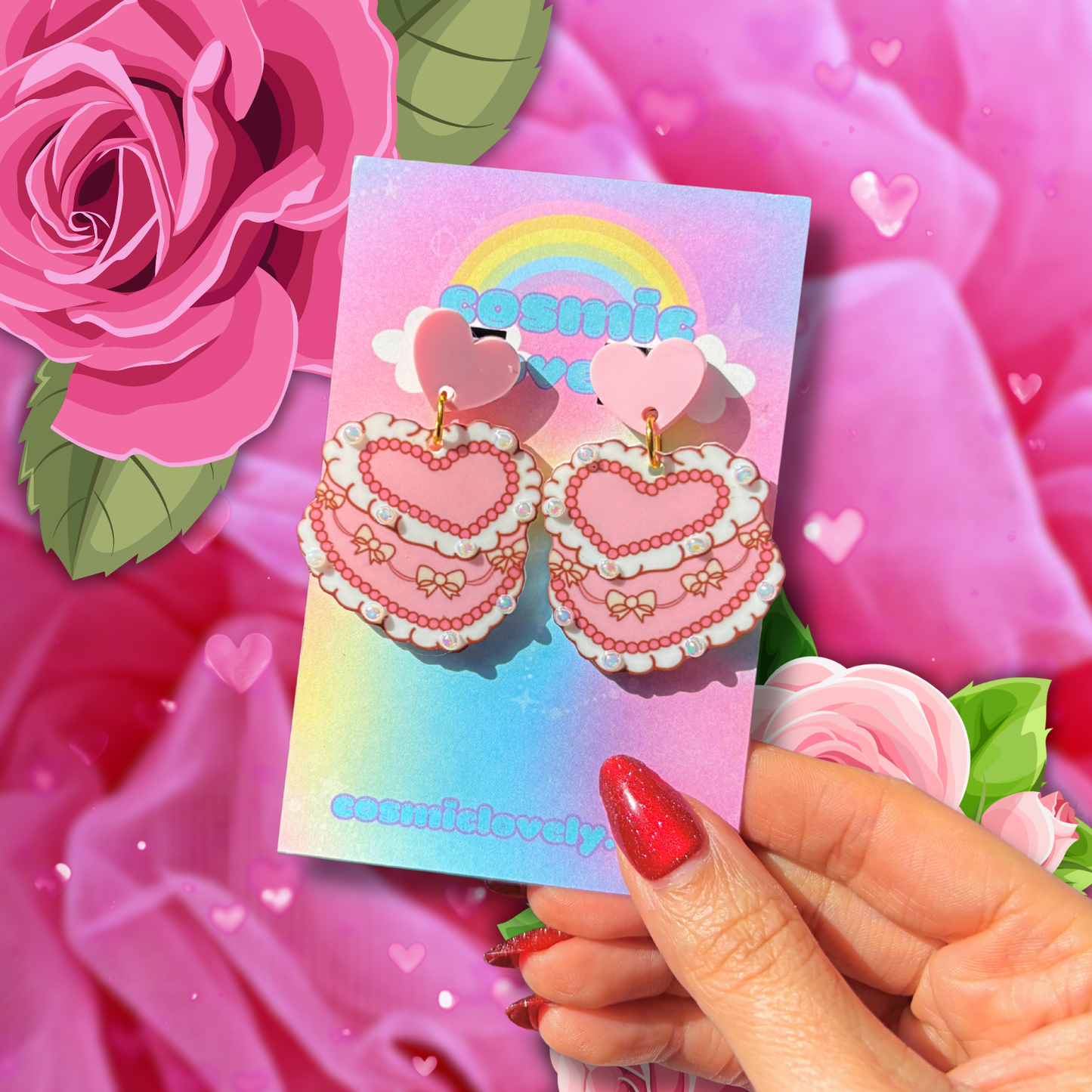 Valentines Day Coquette Cake Earrings