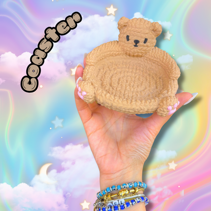 Crochet Style Bear Coasters: Teddy Bear Lover Home Decor