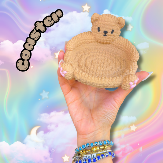 Crochet Style Bear Coasters: Teddy Bear Lover Home Decor