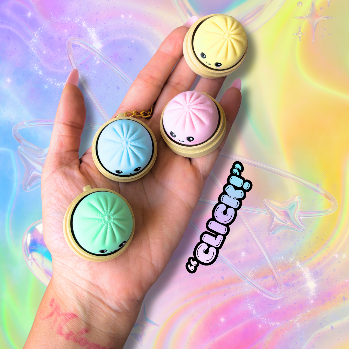 Kawaii Dumpling Bao Fidget Clicker : Foodie Lover Satisfying Sensory Toys