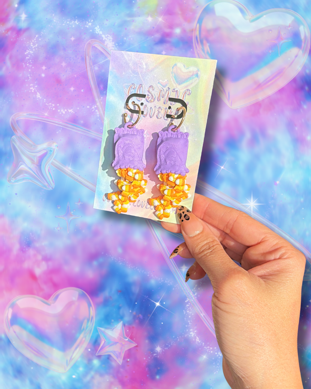 Halloween Candy Corn Flexi Fidget Earrings: Halloween Jewelry