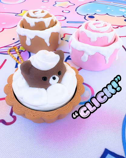 Sweet Treat Kawaii Teddy Bear Pie Tart Fidget Clicker : Satisfying Fidget Toys