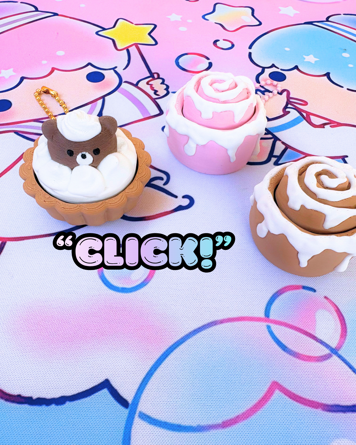 Sweet Treat Kawaii Cinnamon Roll Fidget Clicker : Satisfying Fidget Toys