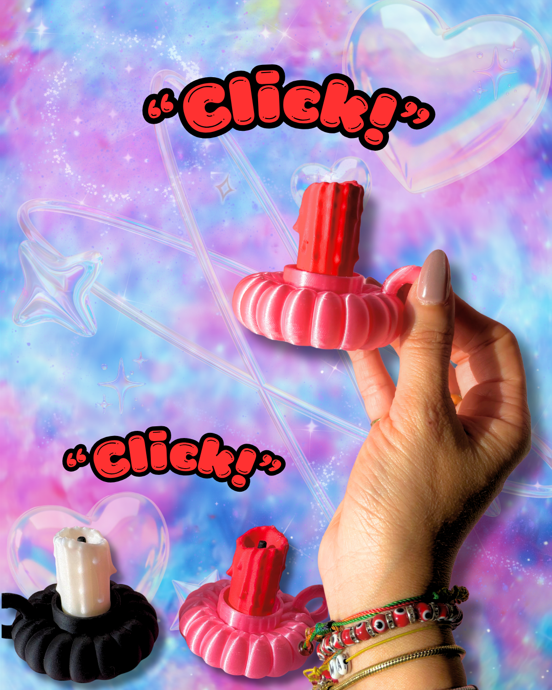 Melted candle stick Fidget Clicker : Satisfying Fidget Toys