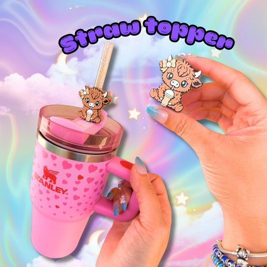 Coffee Lover Highland Cow Stanley Straw Topper Accessories