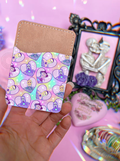 Pastel Spooky Dudes Leather Phone Card Holder