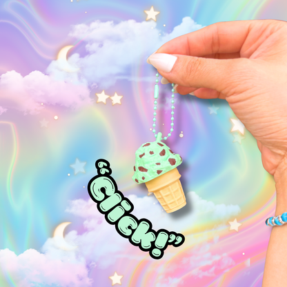 Mint Chocolate Chip Ice Cream Scoops Fidget Clicker: Anxiety Stress Relief Toy