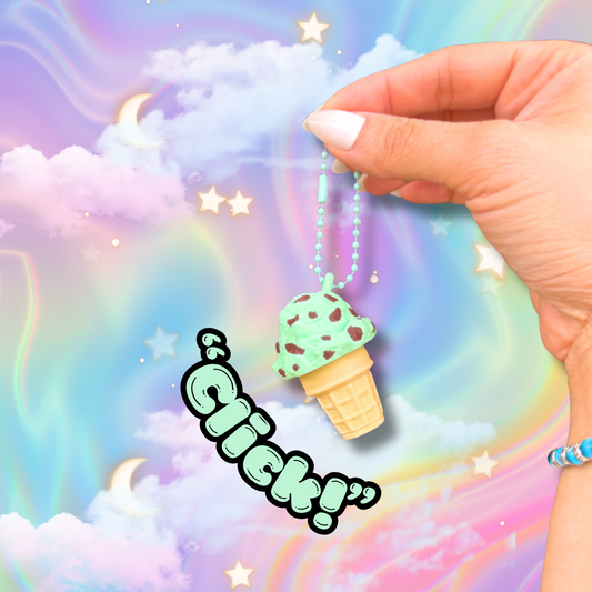 Mint Chocolate Chip Ice Cream Scoops Fidget Clicker: Anxiety Stress Relief Toy
