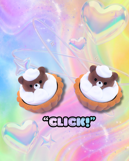 Sweet Treat Kawaii Teddy Bear Pie Tart Fidget Clicker : Satisfying Fidget Toys