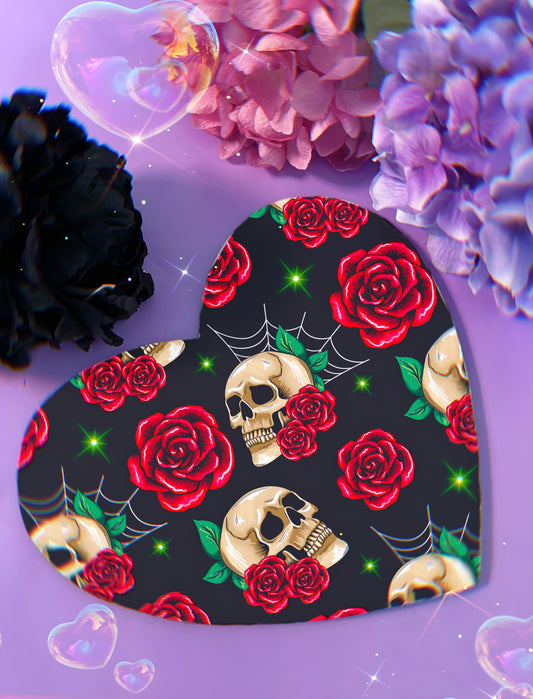Skulls & Roses Heart Mouse Pad
