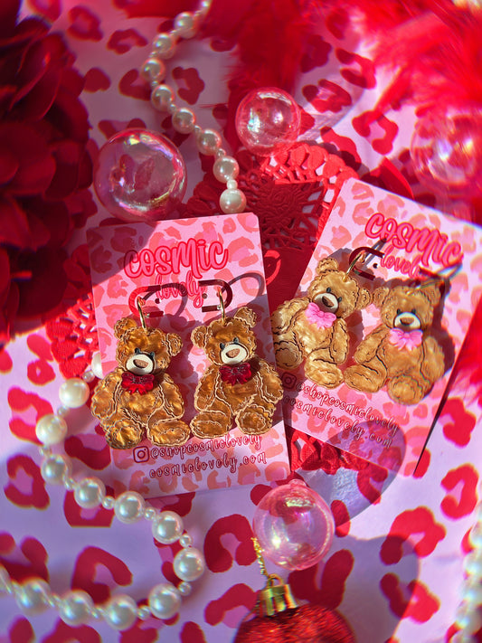 Valentines Day Teddy Bear Earrings