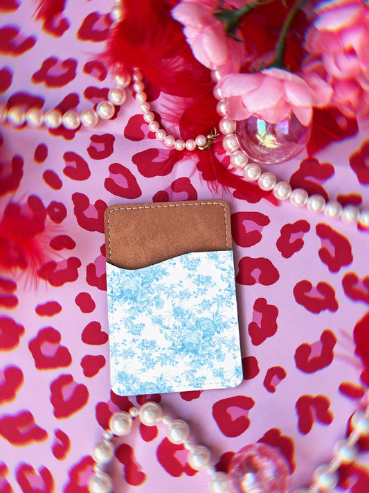 Blue Chic Floral Phone Card Holder