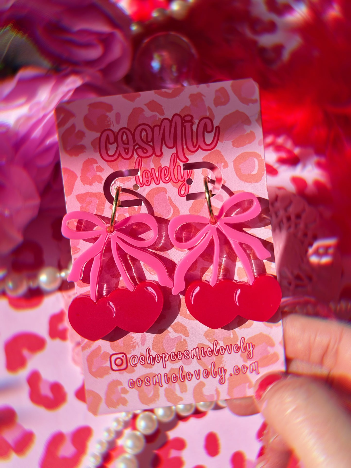 Coquette Heart Cherry Earrings