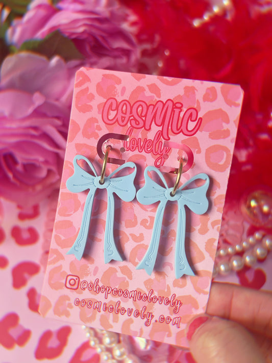 Baby Blue Coquette Bow Earrings