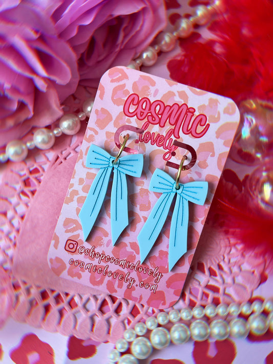 Baby Blue Large Coquette Bow Earrings