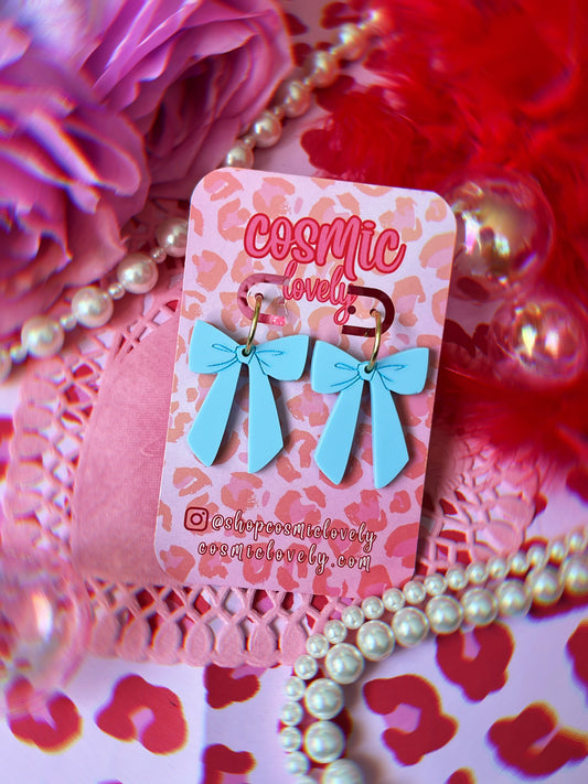 Baby Blue Small Coquette Bow Earrings