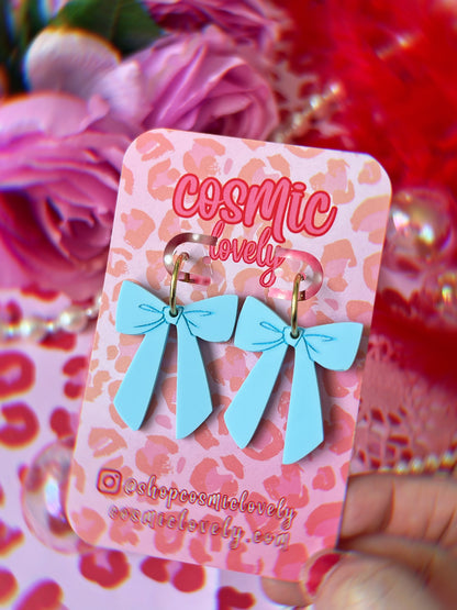 Baby Blue Small Coquette Bow Earrings
