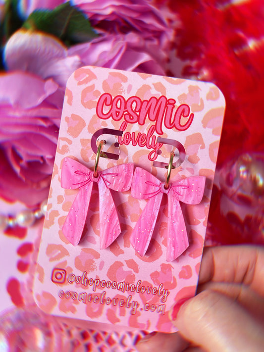 Pretty Pink Small Coquette Bow Earrings