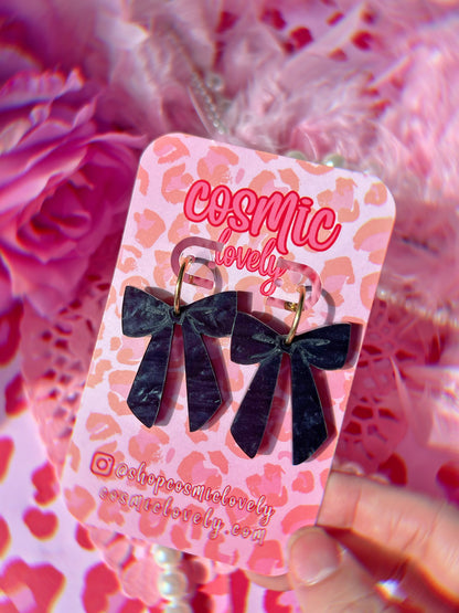 Black Small Coquette Bow Earrings