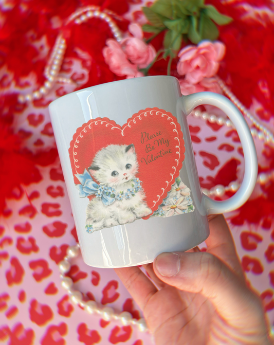 Vintage Be My Valentine Kitty 12oz Mug