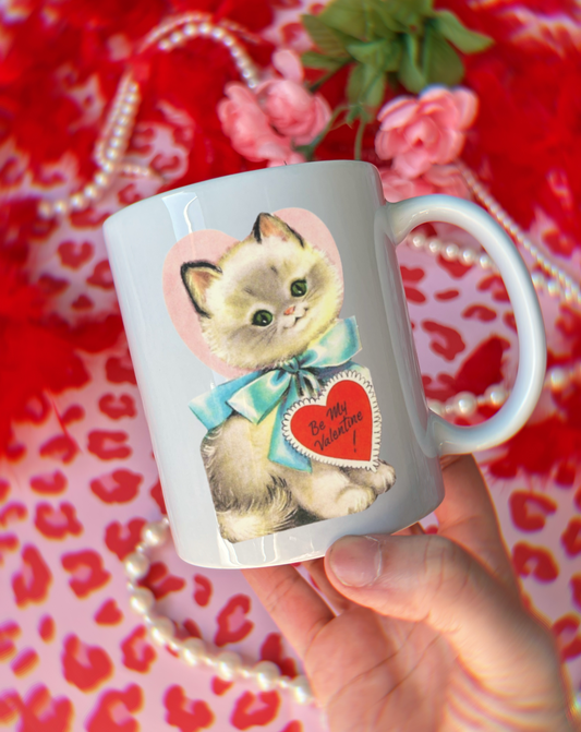 Vintage Valentines Kitty 12oz Mug