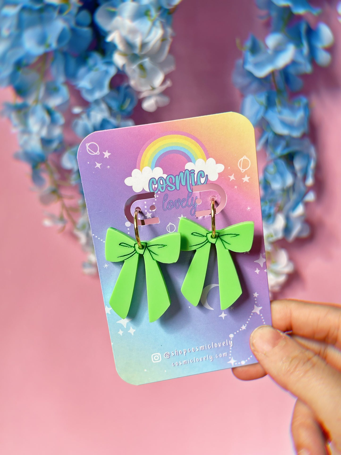 Bright Green Small Coquette Bow Earrings